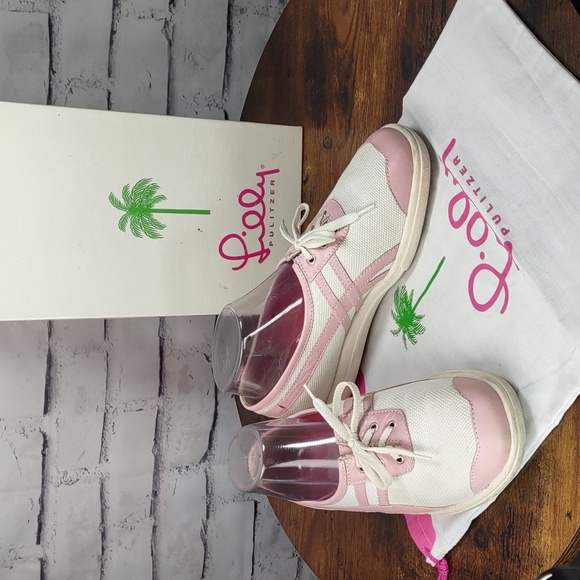 Lily Pulitzer "Clocker" Canvas/Leather Sneakers - Picture 2 of 11